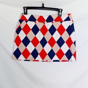 Loudmouth Argyle Mini Skirt in Red, Navy & Beige